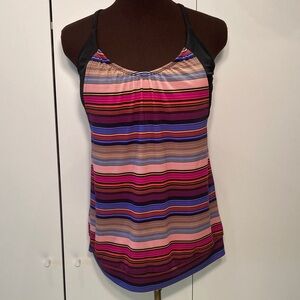 Athleta Capri stripe Multicolor tankini tank Strappy Top 38 B/C